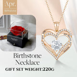 Darrahopens Fashion > Women's Fashion > Women's Jewellery Forever Love Heart Birthstone Necklace: 925 Sterling Silver Jewelry for Mom, Wife, Friend – Ideal for Mother’s Day, Anniversaries & Birthday（white diamond,April）