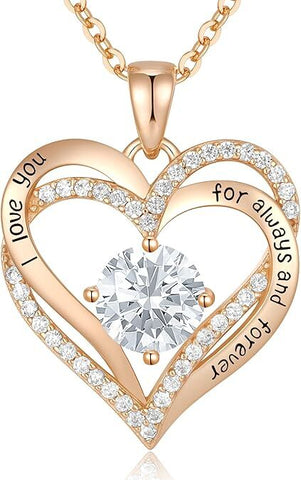 Darrahopens Fashion > Women's Fashion > Women's Jewellery Forever Love Heart Birthstone Necklace: 925 Sterling Silver Jewelry for Mom, Wife, Friend – Ideal for Mother’s Day, Anniversaries & Birthday（white diamond,April）