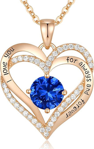 Darrahopens Fashion > Women's Fashion > Women's Jewellery Forever Love Heart Birthstone Necklace: 925 Sterling Silver Personalized Jewelry for Mom, Wife, Friend with 12 Month Stone Options（blue diamond,December）