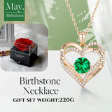 Darrahopens Fashion > Women's Fashion > Women's Jewellery Forever Love Heart Birthstone Necklace: 925 Sterling Silver Personalized Jewelry for Mom, Wife, Friend with 12 Month Stone Options（green diamond,May）
