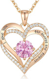 Darrahopens Fashion > Women's Fashion > Women's Jewellery Forever Love Heart Birthstone Necklace: 925 Sterling Silver Personalized Jewelry for Mom, Wife, Friend with 12 Month Stone Options（pink diamond,October）