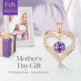 Darrahopens Fashion > Women's Fashion > Women's Jewellery Forever Love Heart Birthstone Necklace: 925 Sterling Silver Personalized Jewelry for Mom, Wife, Friend with 12 Month Stone Options（purple diamond,February）
