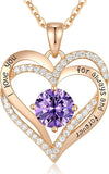 Darrahopens Fashion > Women's Fashion > Women's Jewellery Forever Love Heart Birthstone Necklace: 925 Sterling Silver Personalized Jewelry for Mom, Wife, Friend with 12 Month Stone Options（purple diamond,February）