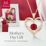 Darrahopens Fashion > Women's Fashion > Women's Jewellery Forever Love Heart Birthstone Necklace: 925 Sterling Silver Personalized Jewelry for Mom, Wife, Friend with 12 Month Stone Options（red diamond,January）