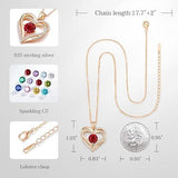 Darrahopens Fashion > Women's Fashion > Women's Jewellery Forever Love Heart Birthstone Necklace: 925 Sterling Silver Personalized Jewelry for Mom, Wife, Friend with 12 Month Stone Options（red diamond,January）