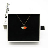 Darrahopens Fashion > Women's Fashion > Women's Jewellery Gift Gox - Aroma Necklace 925 Silver, Gold coated - Green Shell Sunset Coral (Bright Red Orange) + Purify Oil Blend