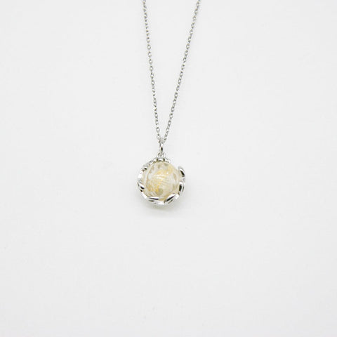 Darrahopens Fashion > Women's Fashion > Women's Jewellery Gift Gox - Aroma Necklace White Gold - Planet Stardust Crystal (Gold Clear) + Purify Oil Blend