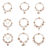 Darrahopens Fashion > Women's Fashion > Women's Jewellery Glamorous Golden Bracelet with Rhinestone Glass, Zircon, Hollow Beads & Bow Pendant(18cm)