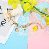 Darrahopens Fashion > Women's Fashion > Women's Jewellery Golden Heart & Bee Charm Bracelet with Rhinestones, Hollow Flower & Gift Box Beads(17cm)