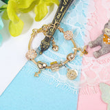 Darrahopens Fashion > Women's Fashion > Women's Jewellery Golden Heart & Bee Charm Bracelet with Rhinestones, Hollow Flower & Gift Box Beads(21cm)