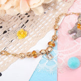 Darrahopens Fashion > Women's Fashion > Women's Jewellery Golden Heart Zircon Hollow Bead Bracelet with Rhinestone Pendant(17cm)