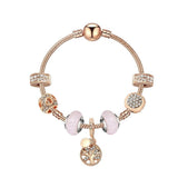 Darrahopens Fashion > Women's Fashion > Women's Jewellery Gorgeous Rose Gold Bracelet with Crystal, Resin, Zircon & Tree of Life Pendant(19cm)