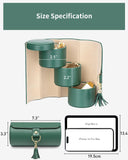Darrahopens Fashion > Women's Fashion > Women's Jewellery Green Travel Jewelry Case: 3-Layer PU Cylinder Organizer for Necklaces, Earrings, Gifts for Travelers & Jewelry Lovers