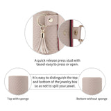 Darrahopens Fashion > Women's Fashion > Women's Jewellery Grey Travel Jewelry Case: 3-Layer PU Cylinder Organizer for Necklaces, Earrings, Gifts for Travelers & Jewelry Lovers