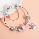 Darrahopens Fashion > Women's Fashion > Women's Jewellery Heart Charm Beaded Bracelet with Crystals(17cm)