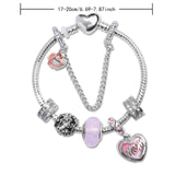 Darrahopens Fashion > Women's Fashion > Women's Jewellery Heart Charm Beaded Bracelet with Crystals(17cm)
