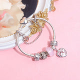 Darrahopens Fashion > Women's Fashion > Women's Jewellery Heart Charm Beaded Bracelet with Crystals(17cm)