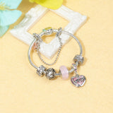 Darrahopens Fashion > Women's Fashion > Women's Jewellery Heart Charm Beaded Bracelet with Crystals(18cm)