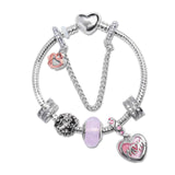 Darrahopens Fashion > Women's Fashion > Women's Jewellery Heart Charm Beaded Bracelet with Crystals(19cm)