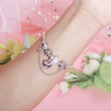 Darrahopens Fashion > Women's Fashion > Women's Jewellery Heart Charm Beaded Bracelet with Crystals(20cm)