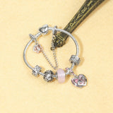 Darrahopens Fashion > Women's Fashion > Women's Jewellery Heart Charm Beaded Bracelet with Crystals(20cm)