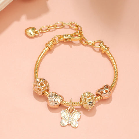 Darrahopens Fashion > Women's Fashion > Women's Jewellery Hollow Beads Butterfly Heart Charm Bracele(yellow,16cm)