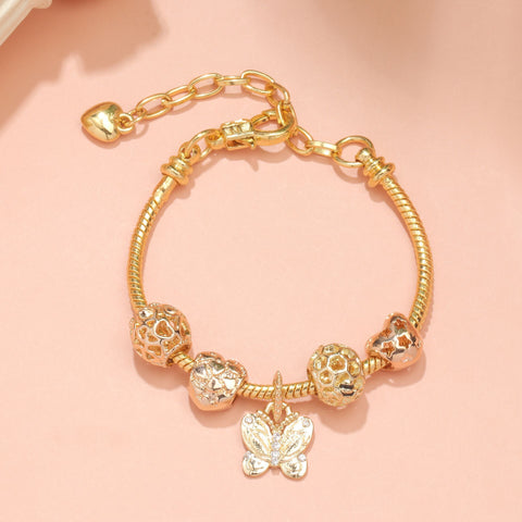 Darrahopens Fashion > Women's Fashion > Women's Jewellery Hollow Beads Butterfly Heart Charm Bracele(yellow,18cm)