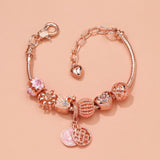 Darrahopens Fashion > Women's Fashion > Women's Jewellery Hollow Crystal-Encrusted Swan Crown Flower Heart Bracelet(rose gold,18cm)