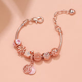 Darrahopens Fashion > Women's Fashion > Women's Jewellery Hollow Crystal-Encrusted Swan Crown Flower Heart Bracelet(rose gold,18cm)