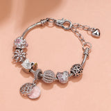 Darrahopens Fashion > Women's Fashion > Women's Jewellery Hollow Crystal-Encrusted Swan Crown Flower Heart Bracelet(silver,17cm)