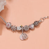Darrahopens Fashion > Women's Fashion > Women's Jewellery Hollow Crystal-Encrusted Swan Crown Flower Heart Bracelet(silver,20cm)