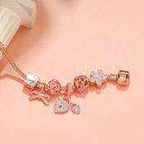 Darrahopens Fashion > Women's Fashion > Women's Jewellery Hollow Out Crystal Flower Heart Bow Charm Bracelet(rose gold,18cm)
