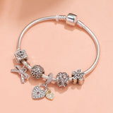 Darrahopens Fashion > Women's Fashion > Women's Jewellery Hollow Out Crystal Flower Heart Bow Charm Bracelet(silver-toned,19cm)