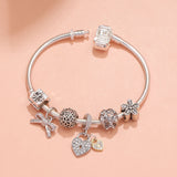 Darrahopens Fashion > Women's Fashion > Women's Jewellery Hollow Out Crystal Flower Heart Bow Charm Bracelet(silver-toned,21cm)