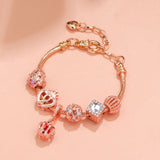 Darrahopens Fashion > Women's Fashion > Women's Jewellery Hollow-out Rhinestone Heart Flower Charm Bracelet(rose gold,17cm)