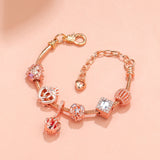 Darrahopens Fashion > Women's Fashion > Women's Jewellery Hollow-out Rhinestone Heart Flower Charm Bracelet(rose gold,17cm)