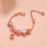 Darrahopens Fashion > Women's Fashion > Women's Jewellery Hollow-out Rhinestone Heart Flower Charm Bracelet(rose gold,18cm)