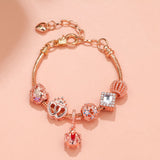 Darrahopens Fashion > Women's Fashion > Women's Jewellery Hollow-out Rhinestone Heart Flower Charm Bracelet(rose gold,18cm)