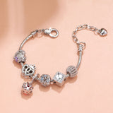 Darrahopens Fashion > Women's Fashion > Women's Jewellery Hollow-out Rhinestone Heart Flower Charm Bracelet(Silver,16cm)