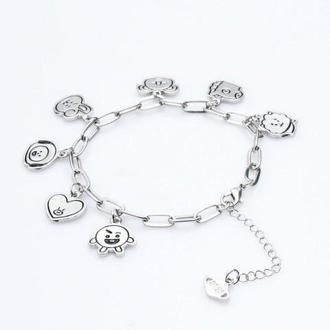 Darrahopens Fashion > Women's Fashion > Women's Jewellery KPOP BTS Bracelet BT21 Korean Version Cartoon Alloyyux a