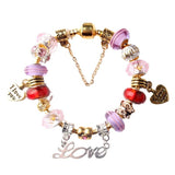 Darrahopens Fashion > Women's Fashion > Women's Jewellery Love-Themed Beaded Bracelet with Crystal & Letter Pendant(18cm)