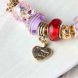 Darrahopens Fashion > Women's Fashion > Women's Jewellery Love-Themed Beaded Bracelet with Crystal & Letter Pendant(19cm)