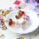Darrahopens Fashion > Women's Fashion > Women's Jewellery Love-Themed Beaded Bracelet with Crystal & Letter Pendant(19cm)