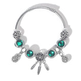 Darrahopens Fashion > Women's Fashion > Women's Jewellery Luxury Light Green Emerald Crystal Hollow Heart Beaded DIY Bracelet(18cm)