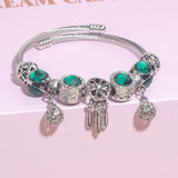 Darrahopens Fashion > Women's Fashion > Women's Jewellery Luxury Light Green Emerald Crystal Hollow Heart Beaded DIY Bracelet(18cm)