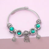 Darrahopens Fashion > Women's Fashion > Women's Jewellery Luxury Light Green Emerald Crystal Hollow Heart Beaded DIY Bracelet(18cm)