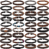 Darrahopens Fashion > Women's Fashion > Women's Jewellery Men's Vintage PU Leather Bracelet Set (36pcs)