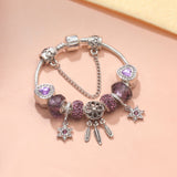 Darrahopens Fashion > Women's Fashion > Women's Jewellery Purple Crystal Beaded Charm Bracelet with Star & Dreamcatcher Pendant, Rhinestone-Embedded DIY Alloy Bracelet(19cm)