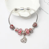 Darrahopens Fashion > Women's Fashion > Women's Jewellery Red Zircon Beaded Christmas Tree Pendant Alloy Bracelet(18cm)