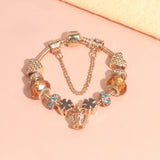 Darrahopens Fashion > Women's Fashion > Women's Jewellery Rhinestone Gold Heart Glass Beaded Bracelet with Crown Pendant(19cm)